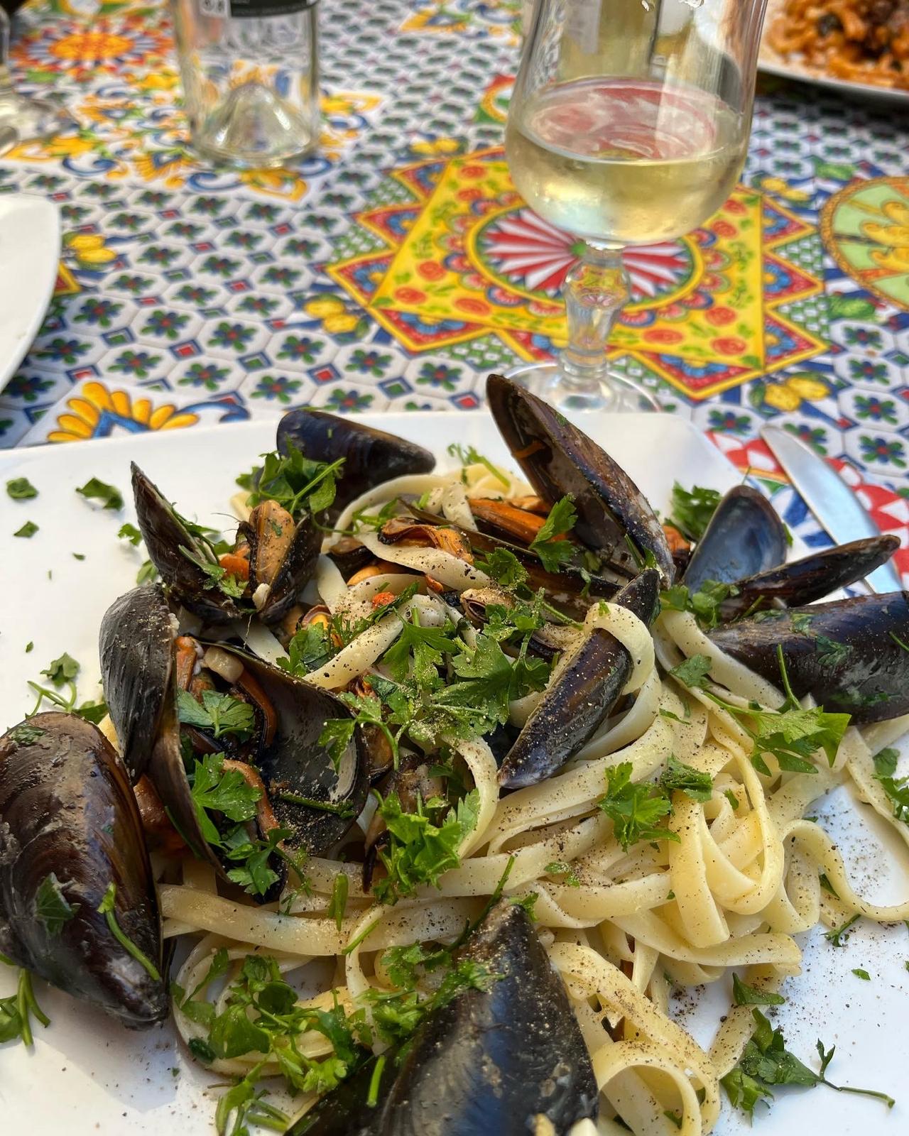 Pasta dish served at a restaurant in Palermo.